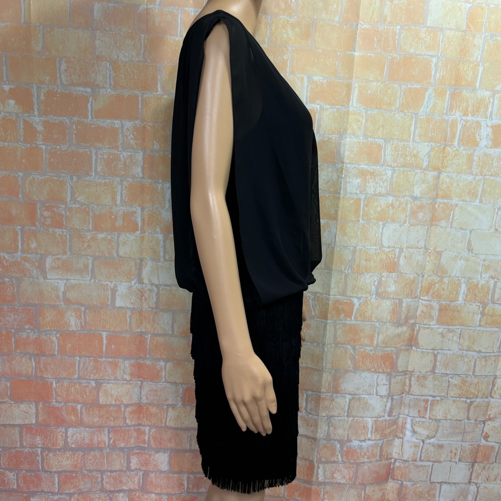 Aiden by Aiden Mattox Fringe Detail Chiffon Blouson Dress - Picture 9 of 13